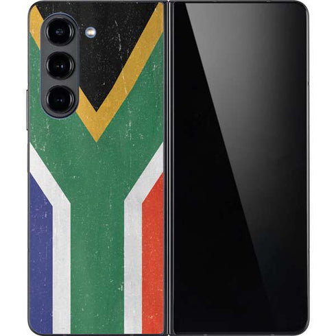 South Africa Flag Distressed Galaxy Z Fold5 5G Skin